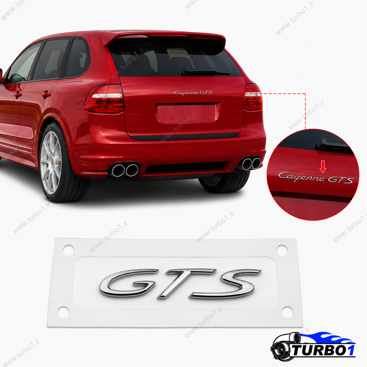 آرم نوشته GTS پورشه کاین 2010 | لوگو صندوق عقب Porsche Cayenne GTS