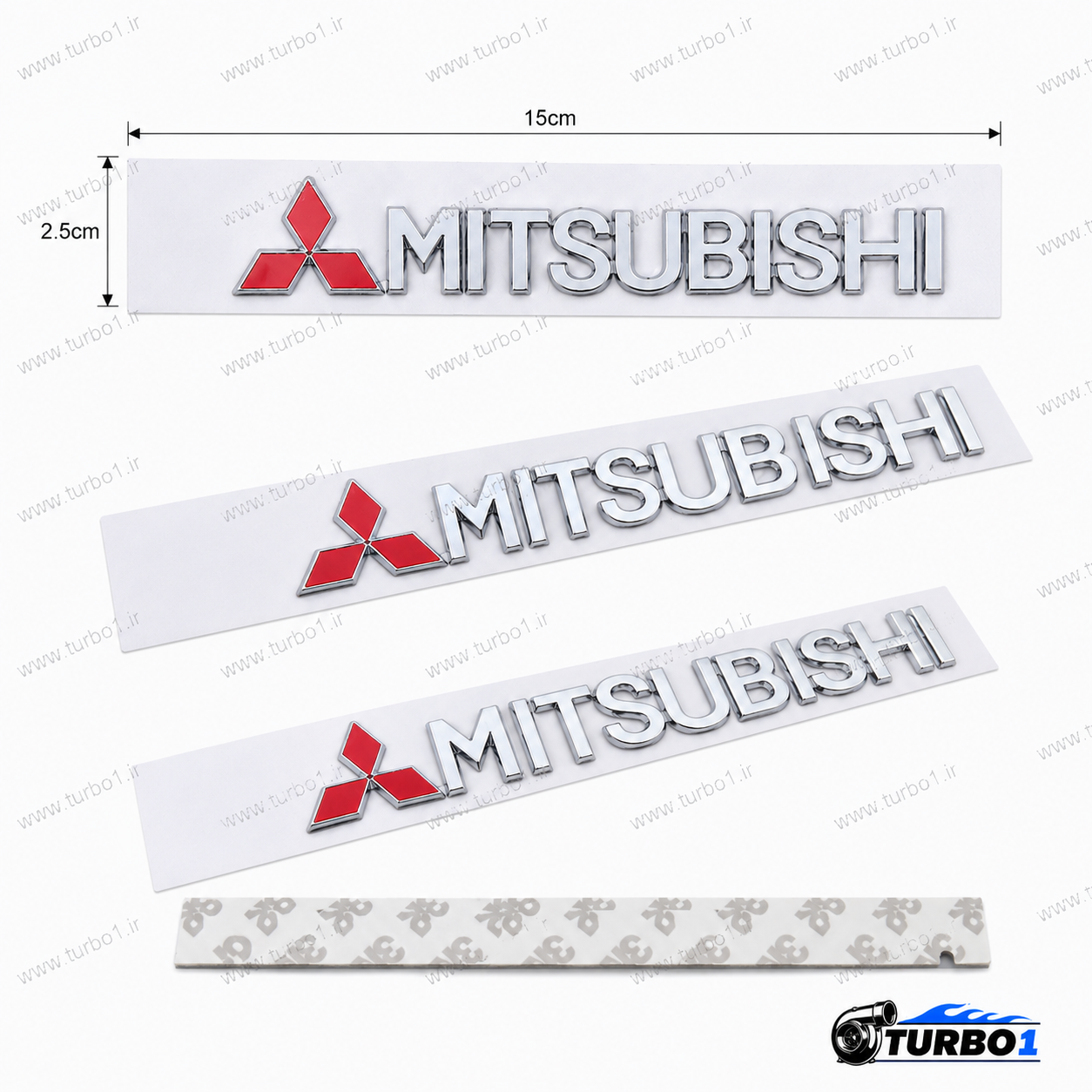 آرم نوشته MITSUBISHI صندوق عقب | لوگو میتسوبیشی نقره‌ای 14.5 سانتی‌متری