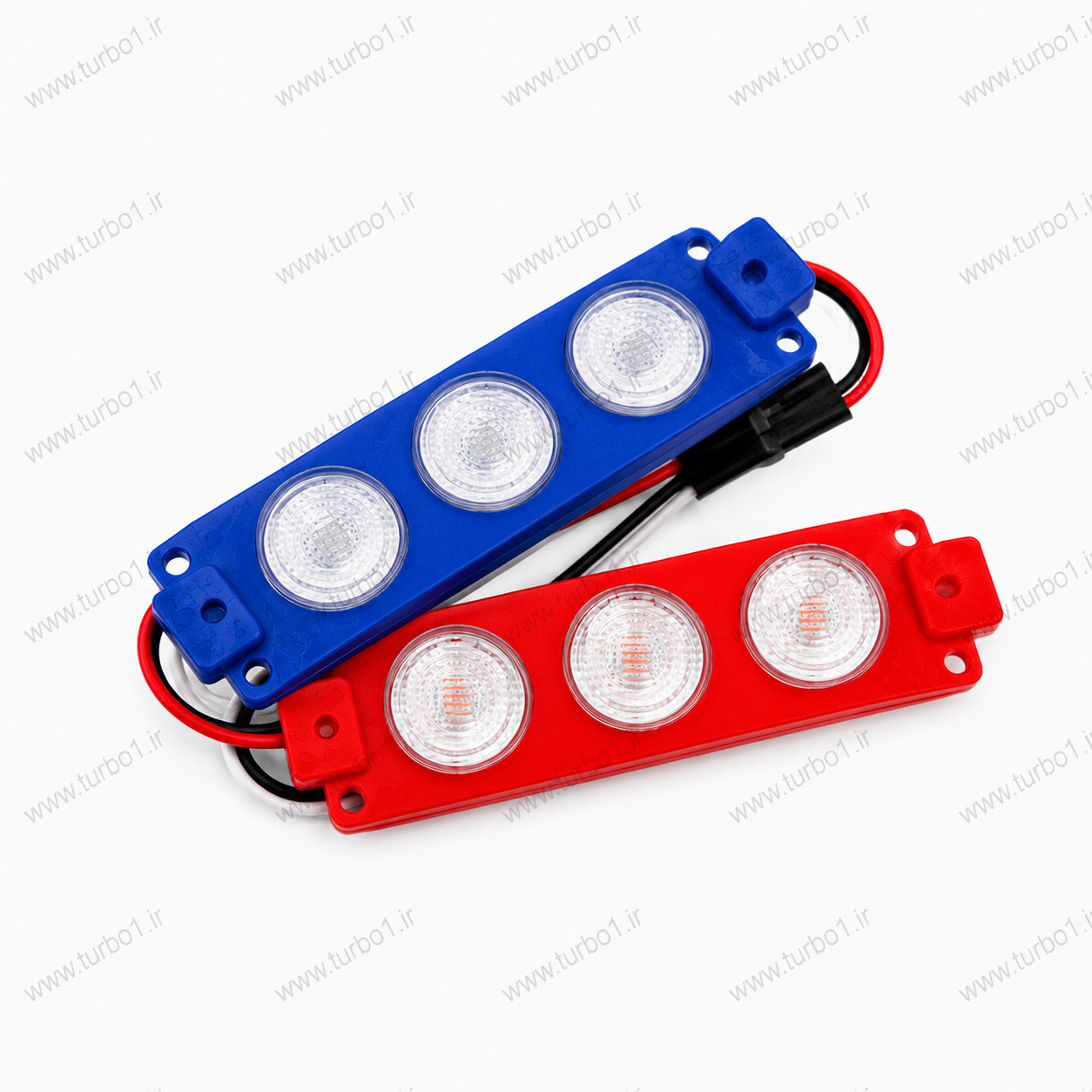 چراغ LED پلیسی مدل PL-01 | فلاشر ۳ لنز مستطیلی قرمز و آبی (جفت)