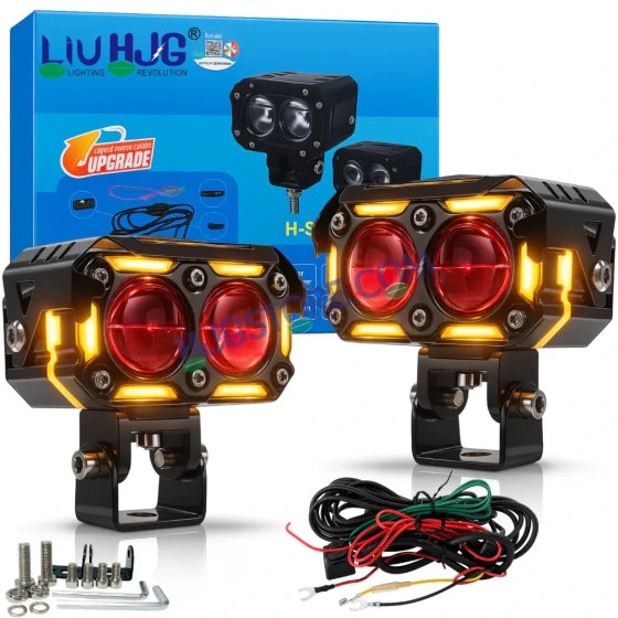 پروژکتور مهشکن دو لنز LIUHJG مدل DRL 120W با دیلایت و کیت سیمکشی کامل
