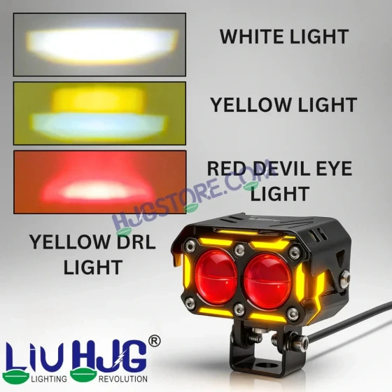 پروژکتور مهشکن دو لنز LIUHJG مدل DRL 120W با دیلایت و کیت سیمکشی کامل