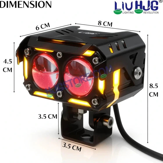 پروژکتور مهشکن دو لنز LIUHJG مدل DRL 120W با دیلایت و کیت سیمکشی کامل