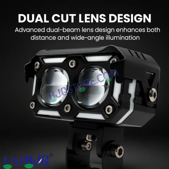 پروژکتور مهشکن دو لنز LIUHJG مدل DRL 120W با دیلایت و کیت سیمکشی کامل