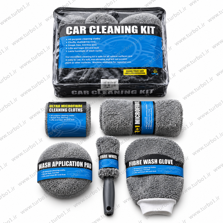 پک ۹ تکه شستشو و نظافت خودرو Car Pro | ست کامل میکروفایبر