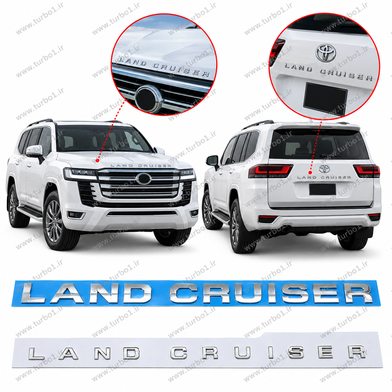 آرم لندکروز نوشته روی کاپوت و درب صندوق LC300
