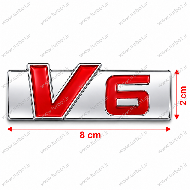 آرم V6 فلزی قرمز